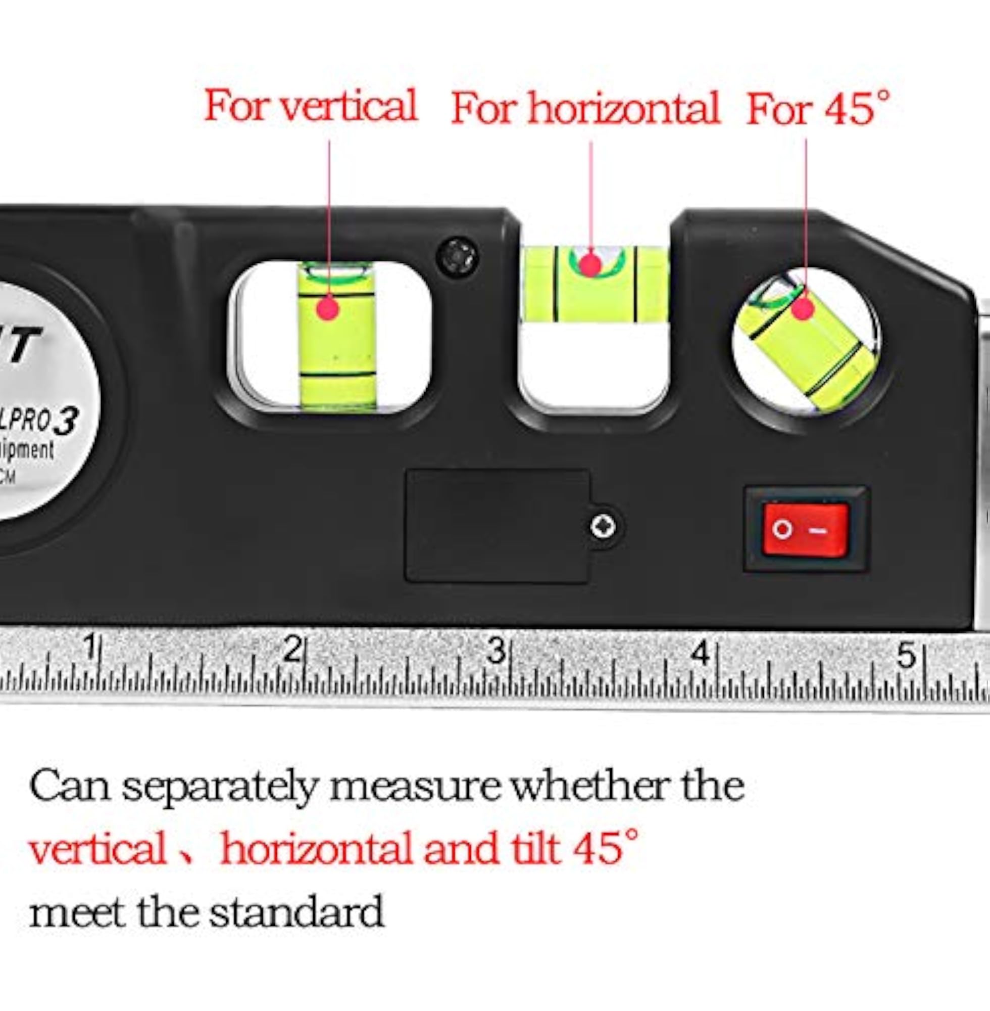 Multipurpose Laser Level with Measuring Tape, 8ft/250cm